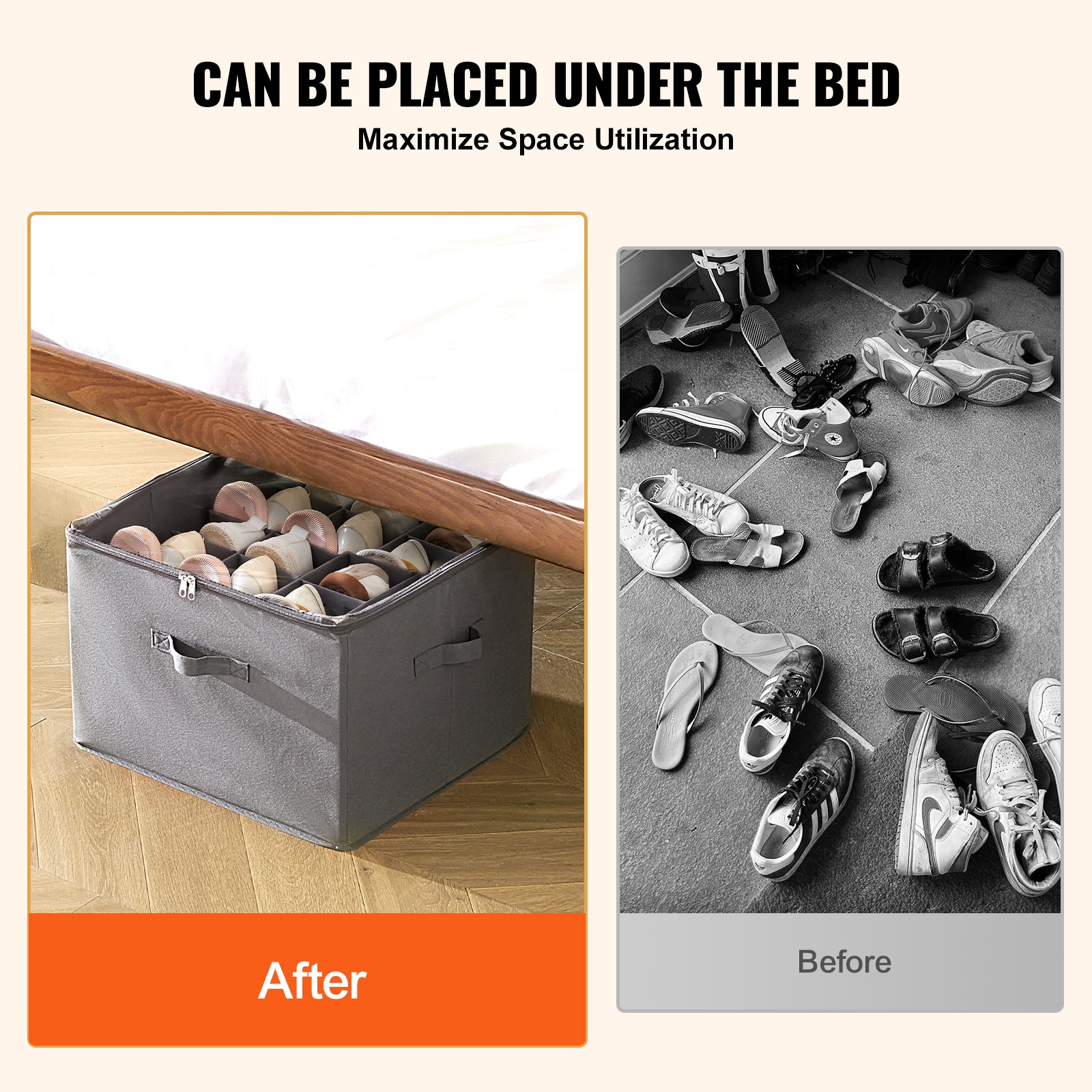 Under Bed Shoe Storage Organizer With Clear Window And Dividers_voghion.com